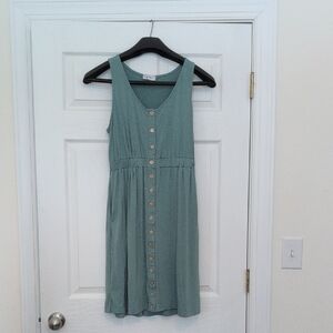 Chic Sleeveless Teal Button-Front Midi Dress